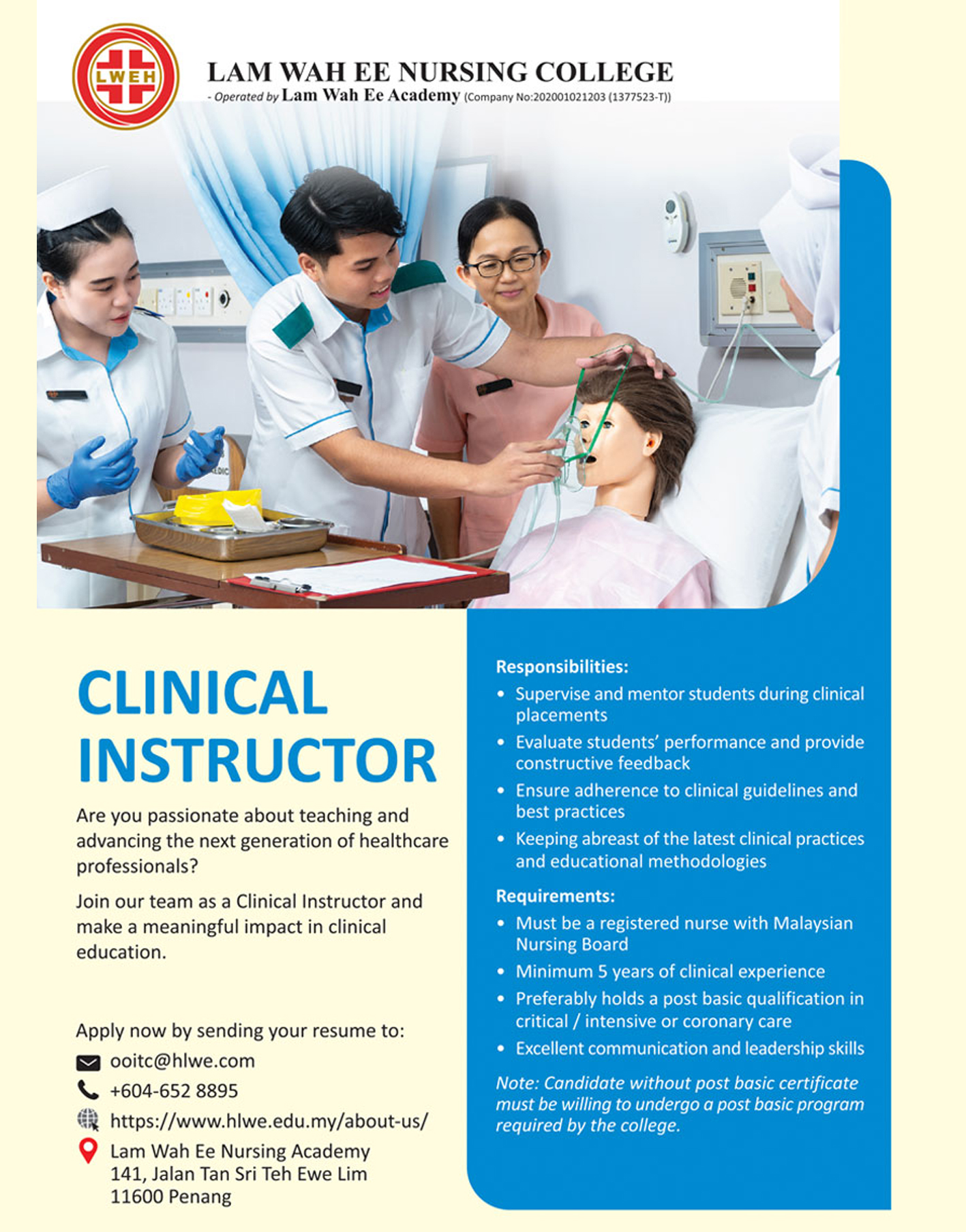 Hiring now - Clinical Instructor