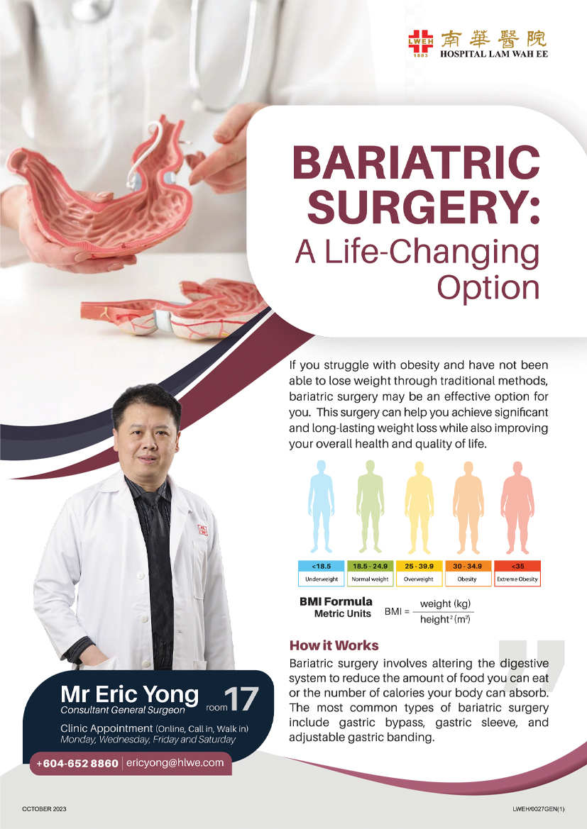 Bariatric Surgery:A Life-Changing Option. If you struggle with obesity and have not been able to lose weight through traditional methods, Bariatric Surgery may be an effective option for you.