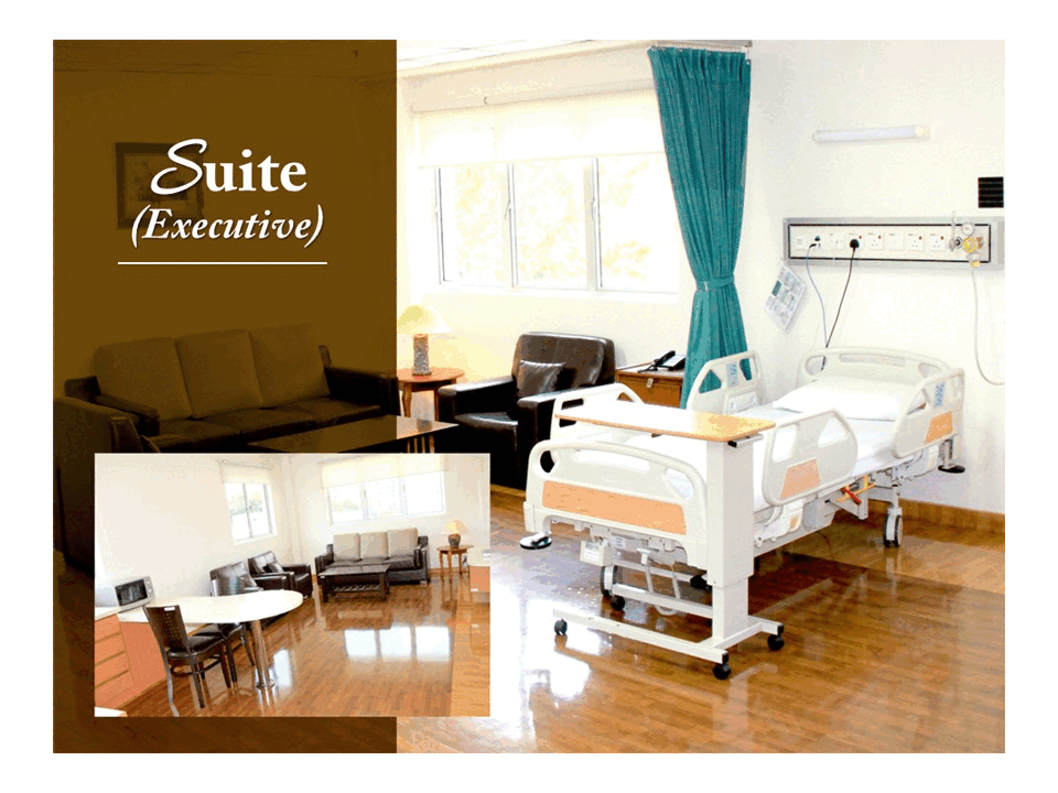Hospital Room and Board, Suite (Executive), Suite (Studio), Private Room Super Deluxe, Deluxe, 2-Bedded, 4-Bedded, 6- Bedded Room, Common Ward 